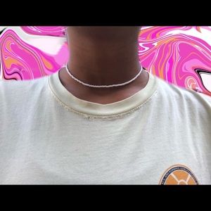 White seed bead choker